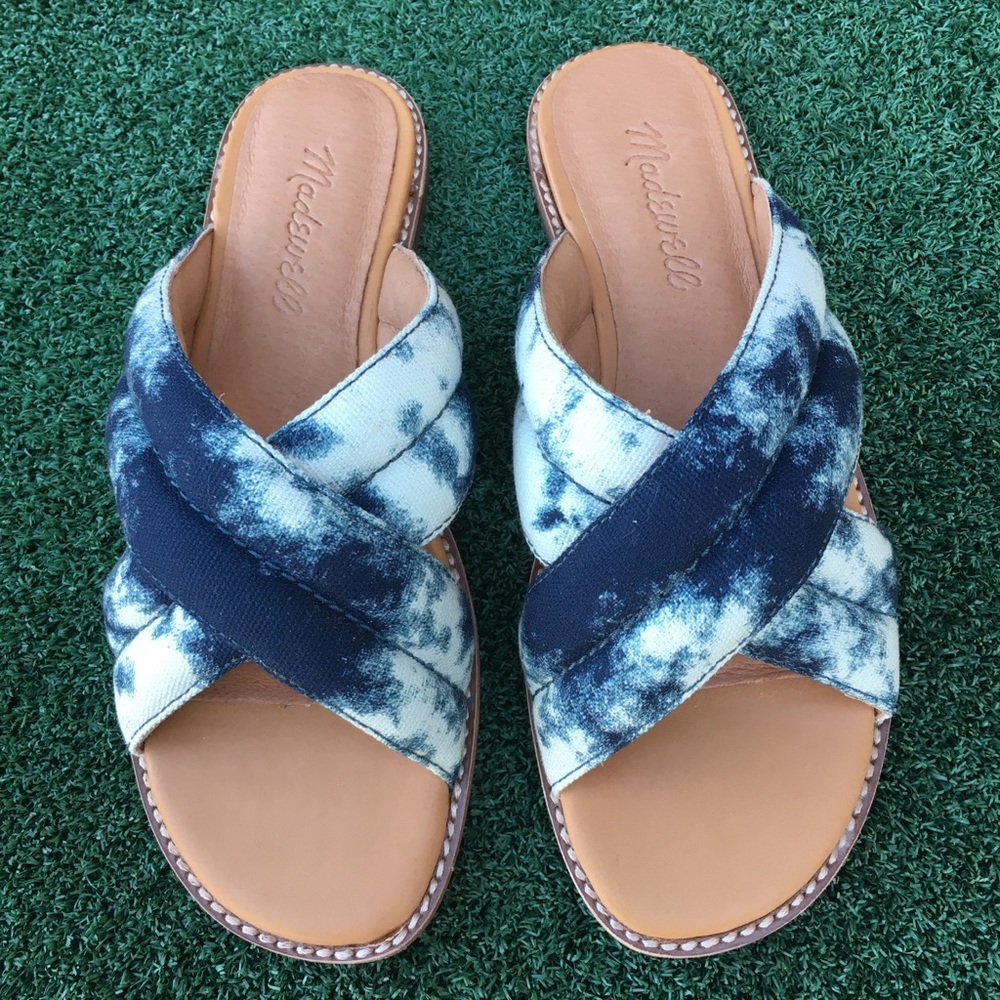 NWT Madewell Skyler Slide Sandal Tie Dye Blue 5.5